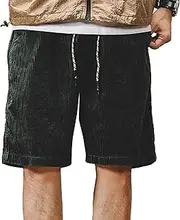 [JEShifangjiusu] Men's Side Pockets Drawstring Shorts Elastic Waist Cargo Straight Pants Short Wide Leg Pants, Green C1, M
