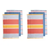 Ladelle Set of 6 Positano Stripe Cotton Kitchen Tea Towels 50 x 70 cm Red