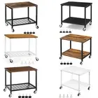 Under Desk Printer Stand, 2 Tier Printer Cart Rack w/Storage Shelf Wheels Office