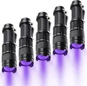 MVIOCS 5 Pack UV Flashlight Black Light, LED 395 nM Mini but Powerful Blacklight Torch Detector for Dog Urine, Pet Stains and Bed Bug