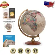 Decorative 12-Inch Illuminated World Globe with Raised Relief for Home & Office