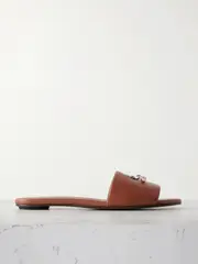 [MCQUEEN] MCQUEEN - Embellished Leather Slides - Brown - IT39 IT 39 Brown