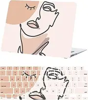 Laptop Cover Compatible with New MacBook Pro 16 inch 2021 2023 Release A2485 A2780 M1 M2 with Liquid Retina XDR Display and Touch ID, Hard Shell Protective Case & Keyboard Cover, Line Painting Girl