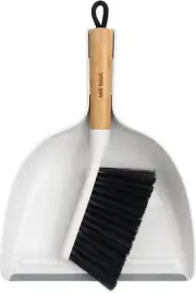 Dustpan and Brush Set, Portable Cleaning Brush and Dustpan Combo with Bamboo Han