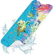 Baby Bath Mat for Tub Non Slip-40 X 16 Inch, Extra Long Kids Bathtub Mat Mold Free, Bathtub Shower Mat Anti Slip with Suction Cups & Drain Holes for Bathroom, Machine Washable, Sea Turtle
