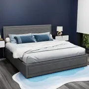 Artiss King Bed Frame Gas Lift Storage Grey Fabric TIYO