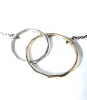 Vtg Sterling Silver MODERNIST Hammered Rings Pendant Necklace Lot 18-20"