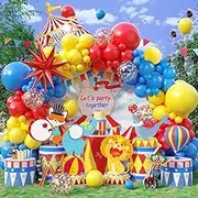 Circus Themed Balloon Wreath Explosion Star Performance Stage Balloon Chain Set, Birthday Party Decoration（110 PCS）