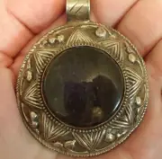 Labradorite Crystal in Repousse Pendant.