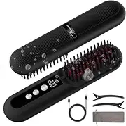 CARER SPARK Wireless Straightening Brush, Portable Mini Hair Brush for Travel with Millions of Negative Ions, Ultra-Long Working Time of 80 Minutes, 9 Temperature Levels, 150°C - 230°C
