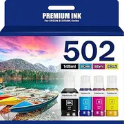 YeaImage 502 Ink Refill Bottles for Ecotank et 15000, ET-2850, ET-3850, ET-4850, ET-3830, ET-4760, Workforce ET-2750, ET-3750, ET-4750