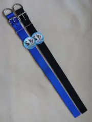 Pair Of 26 Inch Macho Dog Heavy Duty Large Dog Collars Blue & Black Nylon