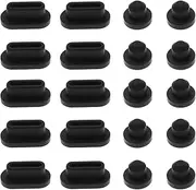 ECSiNG 10PCS Type-C Port Dust Plugs & 10PCS 3.5mm Headphone Plugs Silicone Protective Cover Waterproof Dustproof Stopper Cap for Laptop PC Black