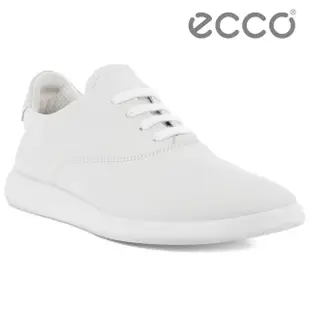 【ecco】MINIMALIST W 極簡圓頭皮革平底休閒鞋 女鞋(白色 20625359390)