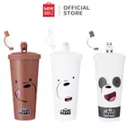 全新 2.2 MINISO 飲水瓶塑料吸管 WE BARE BEAR 不倒翁瓶 640ML 水瓶塑料吸管 B 型帶吸管