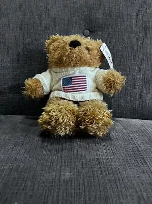 Beverly Hills Teddy Bear Co Bear Plush Stuffed Animal Toy Doll Sweater W/Flag