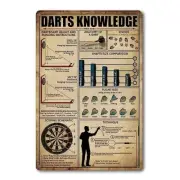 Vintage Darts Knowledge Metal Tin Sign Dart Board Accessories