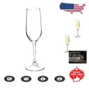 Set of 6 Transparent Crystal Champagne Glasses - Perfect for Sparkling Wines