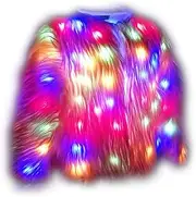 [RoRoDox] Soft Faux Fur Led Jacket Light up Coat for Halloween Xmas Party Costume Plus Size 6XL