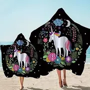 Sleepwish Unicorn Hooded Towel Unicorn Floral Poncho Towel Unicorn Beach Towel for Girls Cape Boy Gift (Kids and Adults)