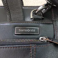 在飛比找Yahoo!奇摩拍賣優惠-Samsonite 新秀麗 深咖啡色真皮公事包 肩背包 可掛