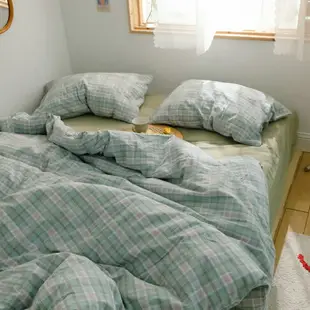 多色 日系少女風純棉床包組 床包四件組 格子床包組 無印風床單 床罩組 單人床包 雙人床包 雙人加大床包組 寢具