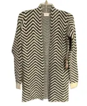 Cyrus Open Cardigan Black White Chevron Pattern Eyelash Knit Women’s Size XS