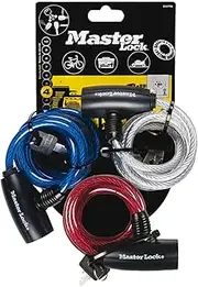 Master Lock Bike Cable Lock, 1.8 m x 8 mm Size (Pack of 3)