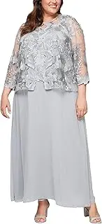 Alex Evenings Women's Tea Length Mother of The Bride Jacket Dress, Formal Events, Wedding Guest (Plus Size)