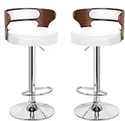 ALFORDSON Bar Stool Adjustable Kitchen Counter 2PCS Barstools Swivel Wooden Dining Chair Home Bar Dining Room Furniture in 61-82cm Seat Height with Non-Slip Floor Protector (Ramiro White)