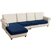 Sectional Couch Covers 4 Pieces Sofa Seat Cushion Covers L Shape Separate Cushion Couch Chaise Cover for Both Left/Right Sectional Couch (Large Sofa 3 Seater + 1 Chaise, Navy)