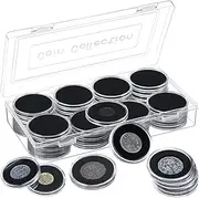 Mtxorvix 40 Pcs 46mm Coin Capsules, with Foam Gasket and Plastic Storage Box, Coin Holder Case with Storage Organizer Box for Coins Collector, for Coin Collection, Coin Collection Supplies