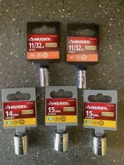 Husky 11/32" Socket for 1/4" Drive 6 Point ,Husky 14mm,15mm 3/8 Drive 6 Socket