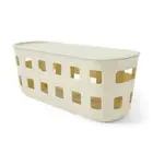 5.6L Rectangle Trellis Basket With Lid Clothes Storage Laundry Hamper Bin-Beige