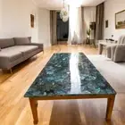 48"x30" Rectangle Labradorite Stone Dining Table Modern Kitchen Slab Furniture