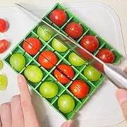 Grapes Cherry Tomatoes Cutter Slicer Half or Quarter Cutting 16Pcs at a Time, Food Grade Material, Dishwasher Safe, Fruit Container Holder Cutter for Salad Kids Baby Toddlers' Snacks