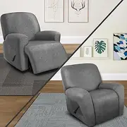 ANARACHON Leather Look Oversize Recliner Chair Covers, Thick 4 Pieces Lazy Boy Recliner Covers for Recliner Chair, Leather Cover for Recliner Slipcovers for Pets Kids(X-Large, Light Grey)