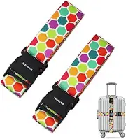 [Fuyfyre] Travel Luggage Straps, Cross Suitcase Belt, Heavy Duty Adjustable Luggage Style Bands with Name Card Quick Release Buckle for Luggage Suitcase Baggage Packing (Honeycomb)