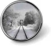 [FZMVSQH] Snowy Train Tracks Printed Round Button Pin Badges Metal Pinback Buttons 1 Inch Pins for Hat Shirt Clothing Bags Decoration, Circular, Aluminum