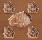 Pottery Barn Set of Gingerbread House Serving Platter and 4 appetizer Plates New