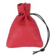 Drawstring Bag, Leather Coin Purse, Change Purse, for Keys, Coin Storage (Red)