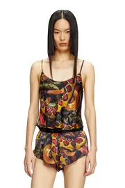 [Diesel] Diesel - Satin pyjama set with snake print - Pajamas - Woman - Multicolor S Multicolor