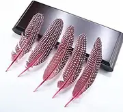 YUMAO 200Pcs/Lot Colorful Polka Dot Dyed Guinea Hen Feathers for Crafts 15~20cm 6-8" Pheasant Feather Jewelry Making Plumas 0216 (Color : Pink)