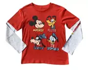 Disney Mickey Mouse & Friends Shirt Sz 7/8 Boys Red Orange Knit NWT