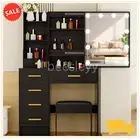 Vanity Table Set with Lighted Mirror Makeup Dressing White with 6 Drawers Stool