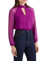 [David Lawrence] Bea Silk Blouse in Petunia