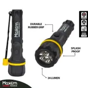 3 LED Rubber Torch Body Heavy Duty LED Torches Water Repellent 24 Lumens AU