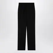 [Dolce & Gabbana] Black Wool Gabardine Tuxedo Trousers 42 IT Black
