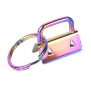 5 Pcs Key Fob Hardware 25mm Rainbow Color Vacuum Plating keychain Split Ring For Wrist Wristlets Cotton Tail Clip Webbing