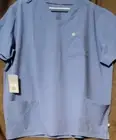 CARE+WEAR x N NATORI 3-Pocket V-Neck Scrub Top Blue Mens Size XL